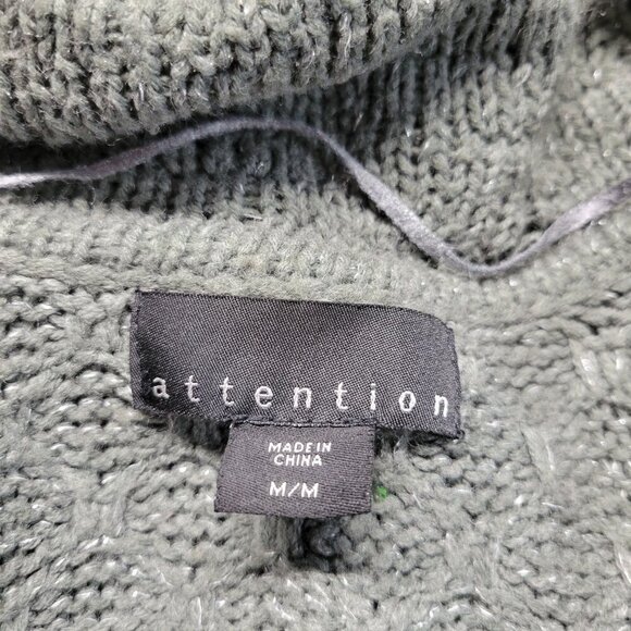 Attention Medium Metallic Gray Medium Weight Longsleeve Open Waterfall Cardigan - Picture 9 of 11